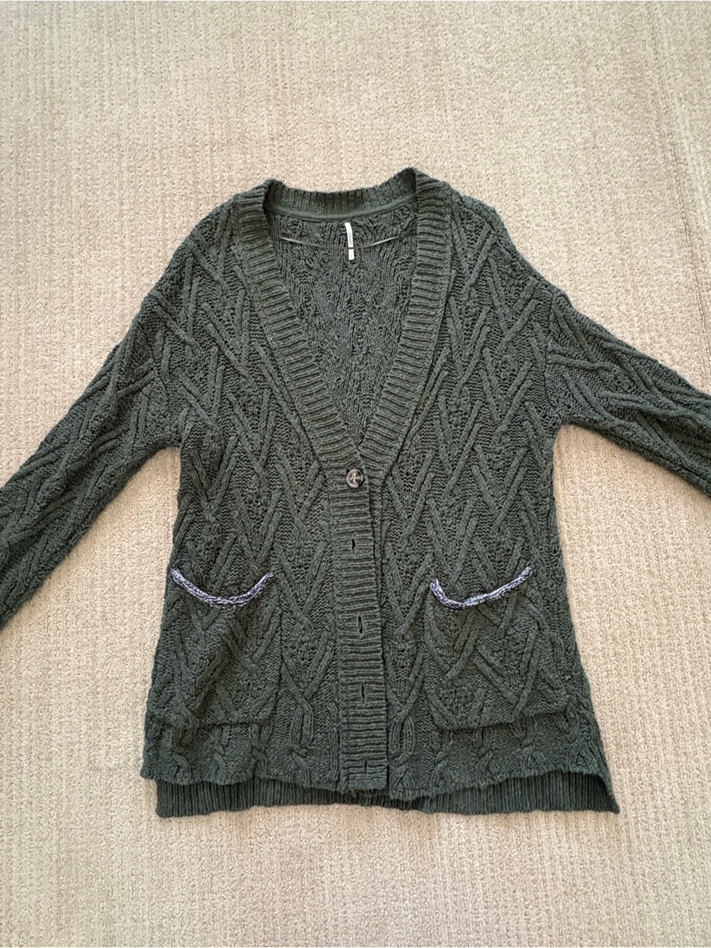 Green Free People Montana Cardigan